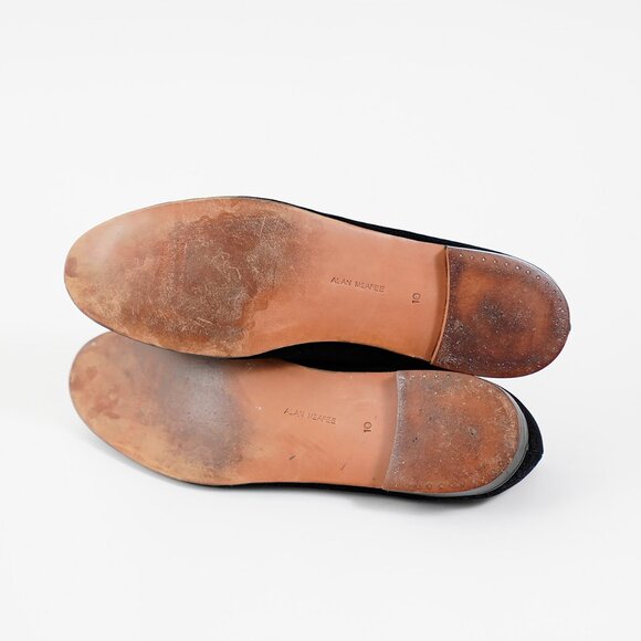 Vintage Alan McAfee Black Velvet Slip On Loafers, Made in England, Size 10 - Picture 7 of 11